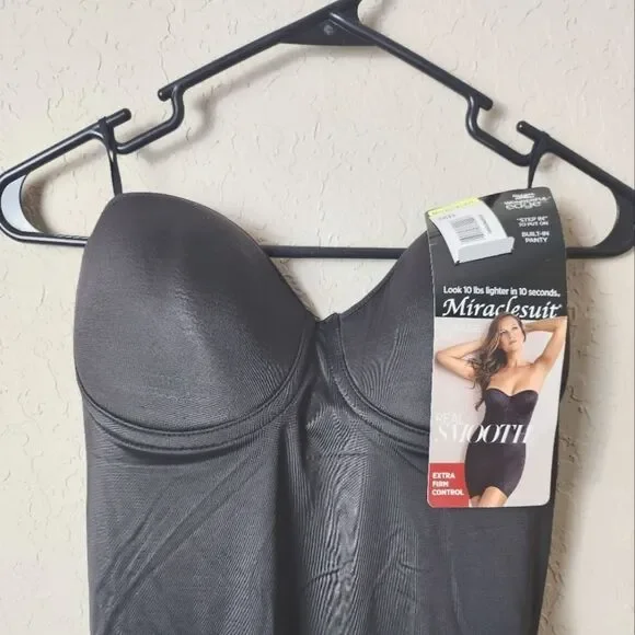 Miraclesuit Strapless Slip Dress Black Size 38B NWT